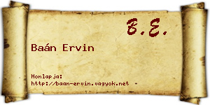 Baán Ervin névjegykártya