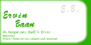 ervin baan business card